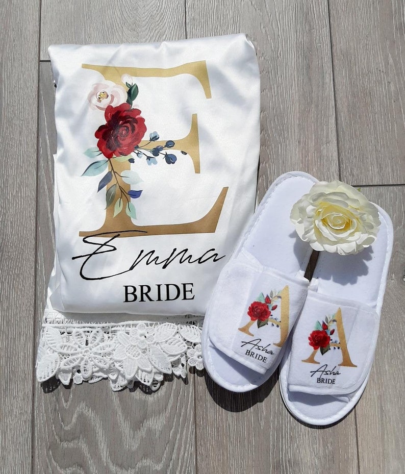 Personalised Bride / Bridesmaid Slippers With Optional | Etsy