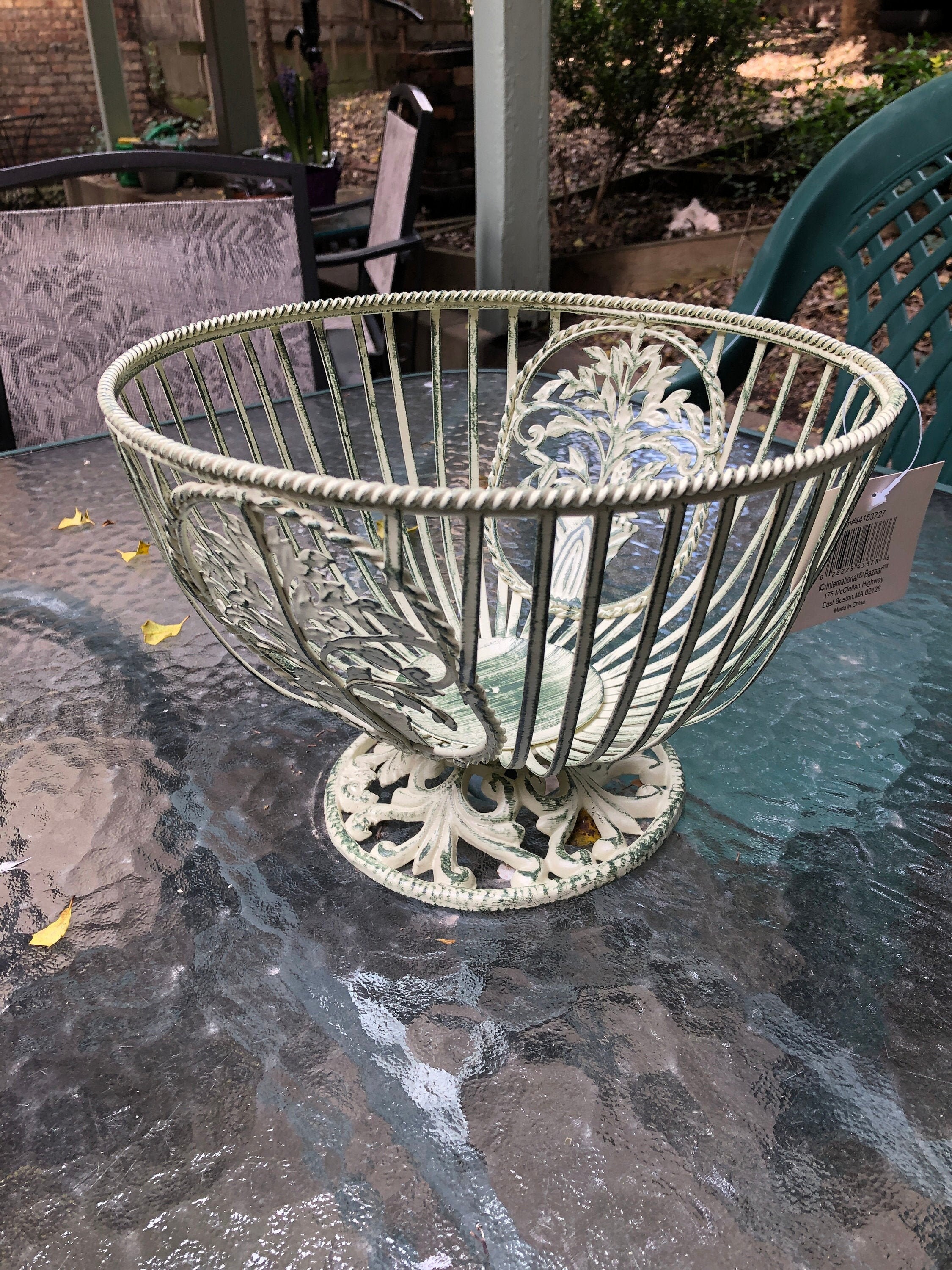 Large metal pedestal craft bowl Etsy