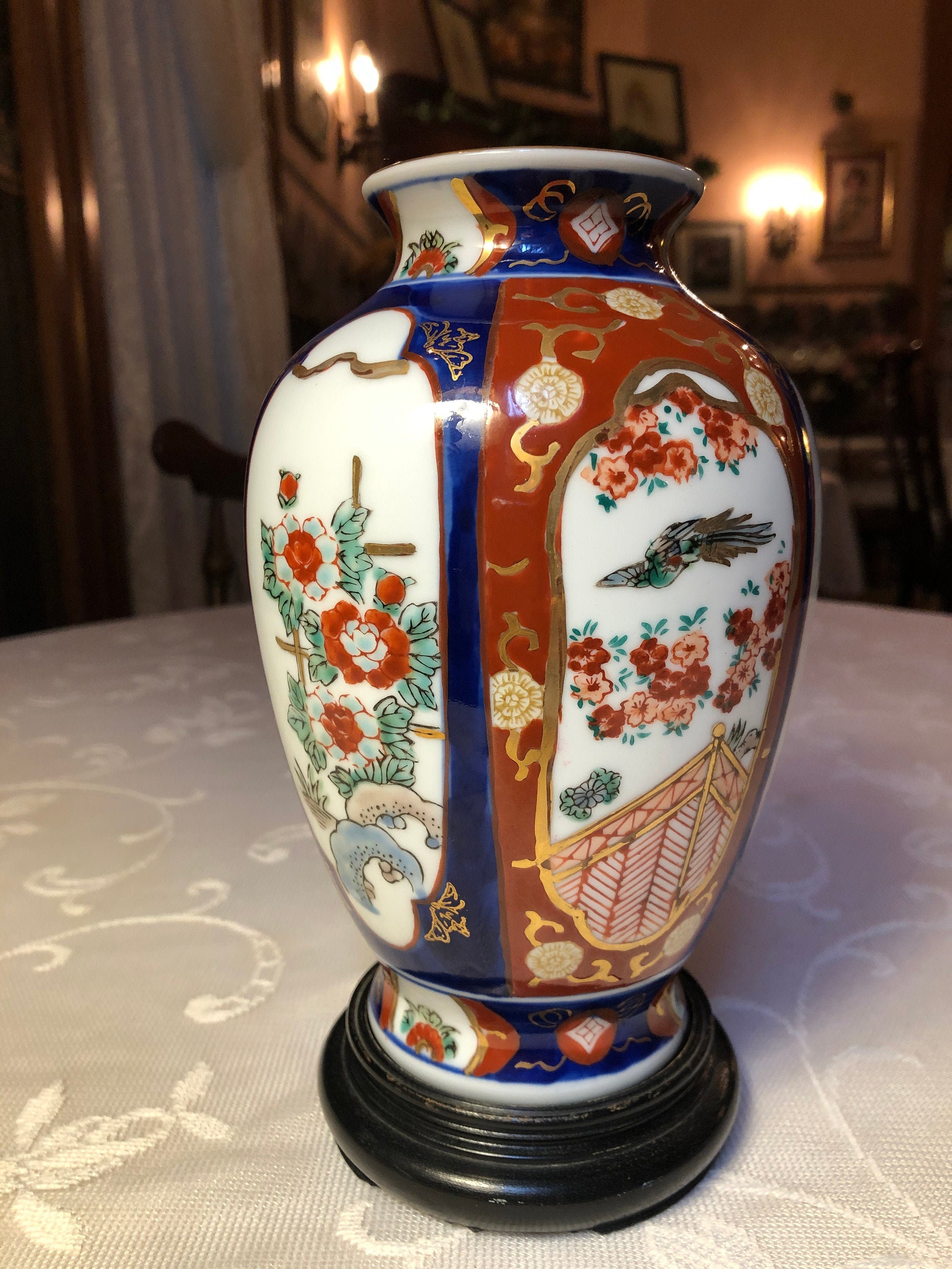 GOLD IMARI 手描き陶器 花柄 VINTAGE GOLD IMARI JAPAN HAND PAINTED BIRDS & FLORAL Green