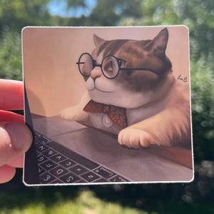 Computer Cat - 3&quot; Vinyl Sticker