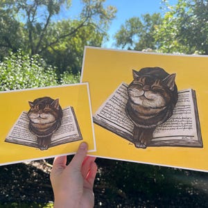 Chat tigré de bibliothèque - Impression sur papier cartonné de qualité professionnelle