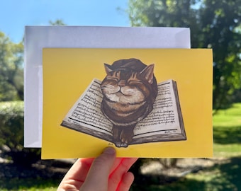 Library Tabby Cat - 5" by 7" Greeting Card