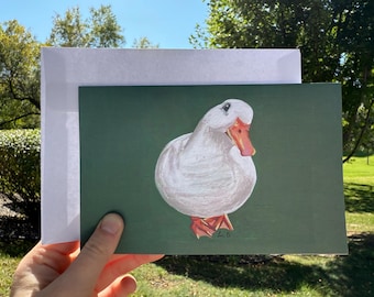 Lächelnde weiße Ente - 13cm mal 18cm Grußkarte