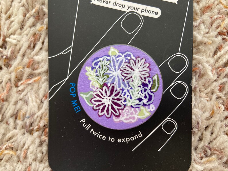 Hand Painted Purple Flower Pattern Pop Socket Etsy Hand Painted Purple Flower Pattern Pop Socket Etsy