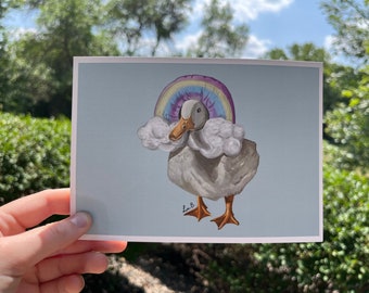 Rainbow Duck 5" by 7" Cardstock Print