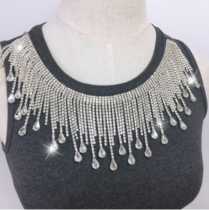 Rhinestone trim Rhinestone Chain rhinestyone Fringe Swaroski Etsy
