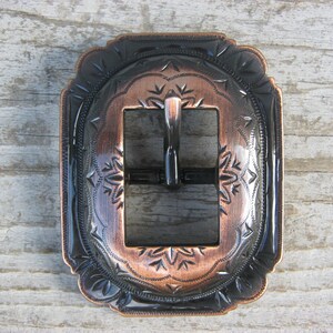 Vintage Style Engraved Antique Copper Center Bar Buckle 3/4"