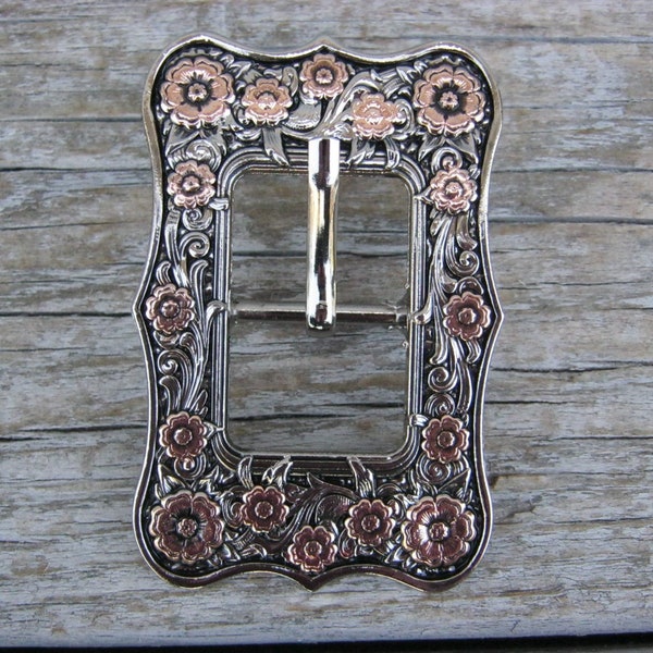 Blooming Buckle Copper Floral Cart Engraved 3/4"