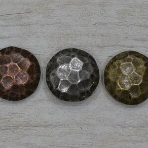 Set of 2 Round Hammered Concho with Post Copper Brass Nickel 1-1/4&quot;