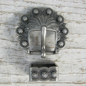 Antique Silver Berry Concho Spot Buckle and Loop 3/4&quot;