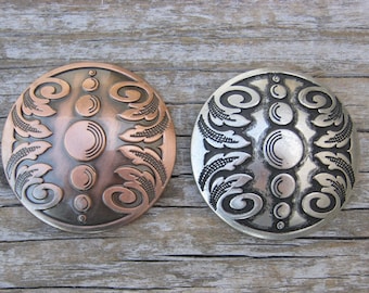 Set of 2 Jeremiah Watt Horseshoe Vintage 31 Spot Concho 1 1/2" Nickel Copper