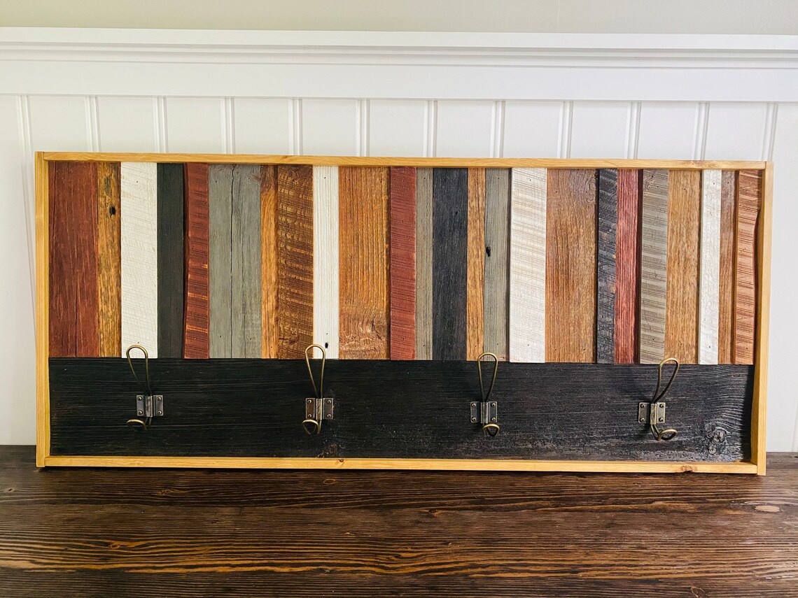 Rustic Wooden Coat Rack Entryway Coat Rack Hallway Coat Etsy