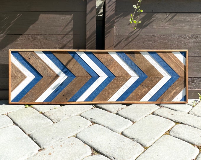 Geometric Chevron Wood Wall Art/decor. Wood Mosaic. Reclaimed Etsy