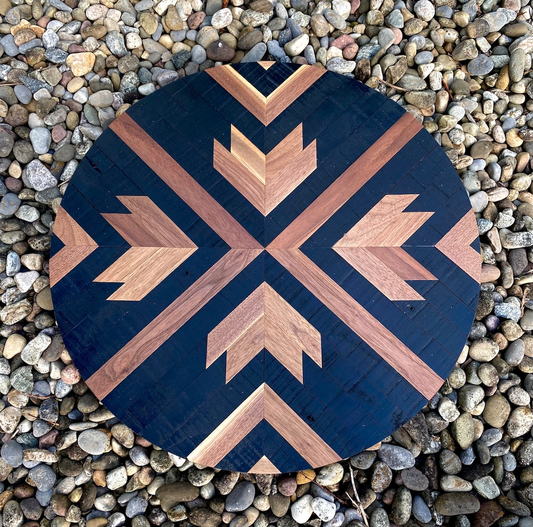 Wood Mosaic Art, Round Wood Wall Art, Wood Art Etsy