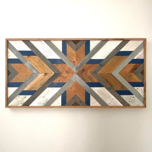 Wood Wall Art, Wood Mosaic Wall Art, Geometric Wood Wall Art, Modern Rustic Wood Wall Art