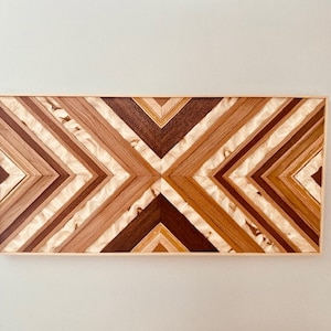 Wood Mosaic Art, Geometric Wood Wall Art, Modern Rustic Wood Wall Art