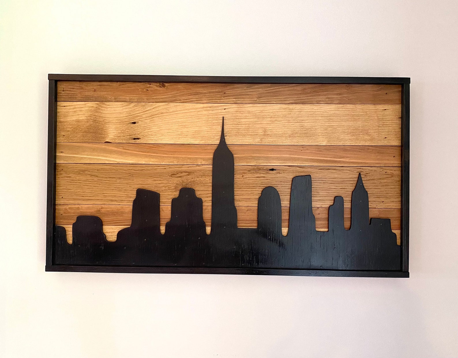 Photo inspiration: Visual Reference: Reclaimed Wood City Skyline Mosaic Midtown Manhattan Empire State