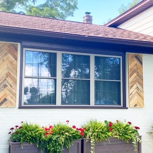 Set of 2 Exterior Wooden Window Shutters, Herringbone Pattern Shutters, Chevron Pattern Shutters, Modern Rustic Shutters
