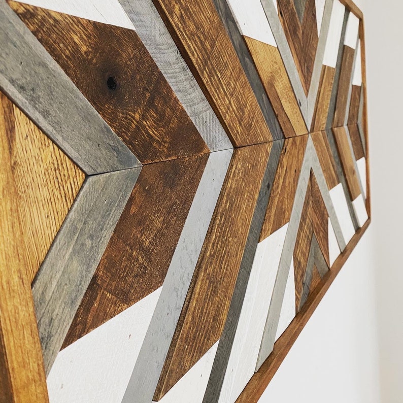 Wood Wall Art Wood Mosaic Wall Art Geometric Wood Wall Art Etsy