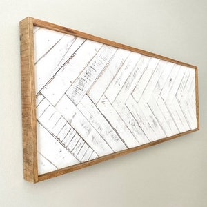 Houtmozaïekkunst, houtkunst met visgraatpatroon, geometrische houten muurkunst