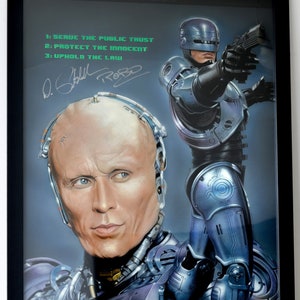 RoboCop Original Tribute Painting - Signé par Peter Weller - Encadré