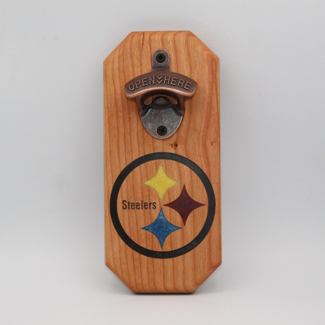 Wincraft Décapsuleur Mural Pittsburgh Steelers - Plaque Bois Rétro 0,95 Cm - Fabriqué Aux USA