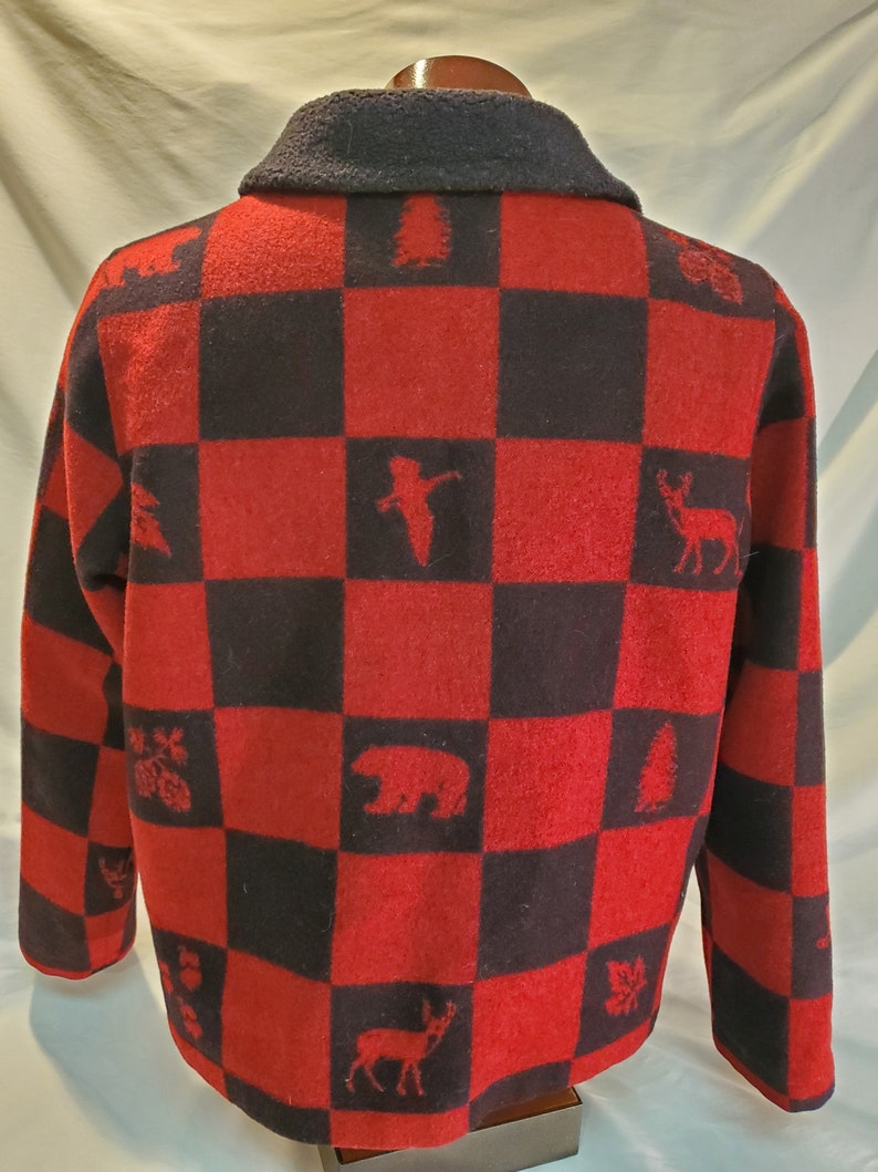 Women's Pendleton Wilderness Jacket, Blazer, Red and Black check, 100% Wool, Lined, Button, Size Large image 2