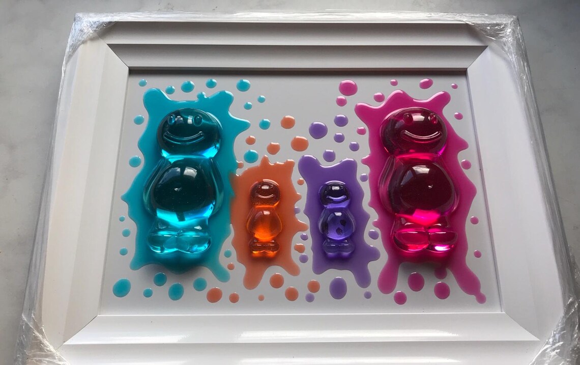 Jelly Baby Family Picture Resin art Jelly Baby Wall Decor Etsy