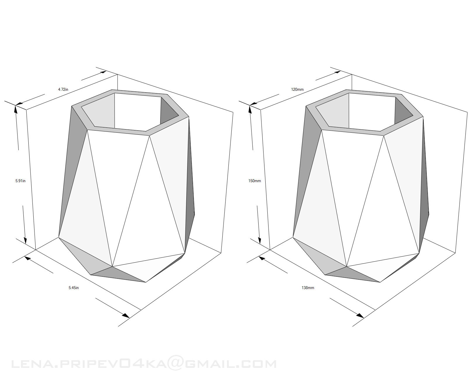 Papercraft Paper Vase SVG planter low poly Template 3D Etsy