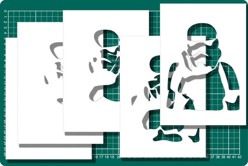 Light box Stormtrooper SVG Silhouette paper shadow papercraft laser craft cut papercut cutting PDF JPG Pattern template download