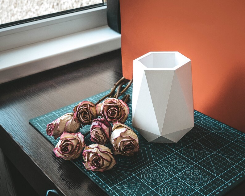 Papercraft Paper Vase SVG planter low poly Template 3D Etsy