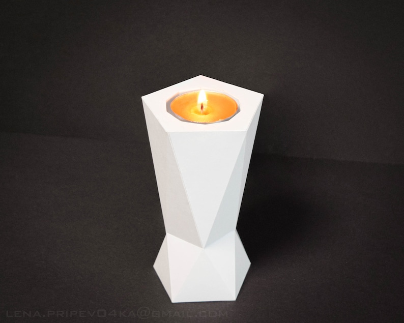 Papercraft Candlestick SVG Geometric Candle Holder Template Etsy