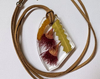 Pressed flower pendant in resin,  Australian natives