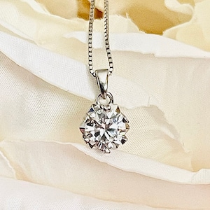 1 Carat 925 Sterling Silver Moissanite Round Pendant, Round Moissanite Necklace, Everyday Pendant Necklace, 1ct Simple Moissanite Necklace