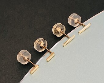 Pendientes de palo de oro sólido de 14K, pendientes minimalistas de palillos finos, pendientes de oro de 14 k, pendientes de barra minimalista de oro de 14K, pernos de línea de oro de 14k