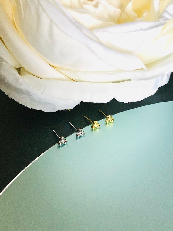 Tiny Sterling Silver Trio Ball Stud Earrings, Cartilage Studs