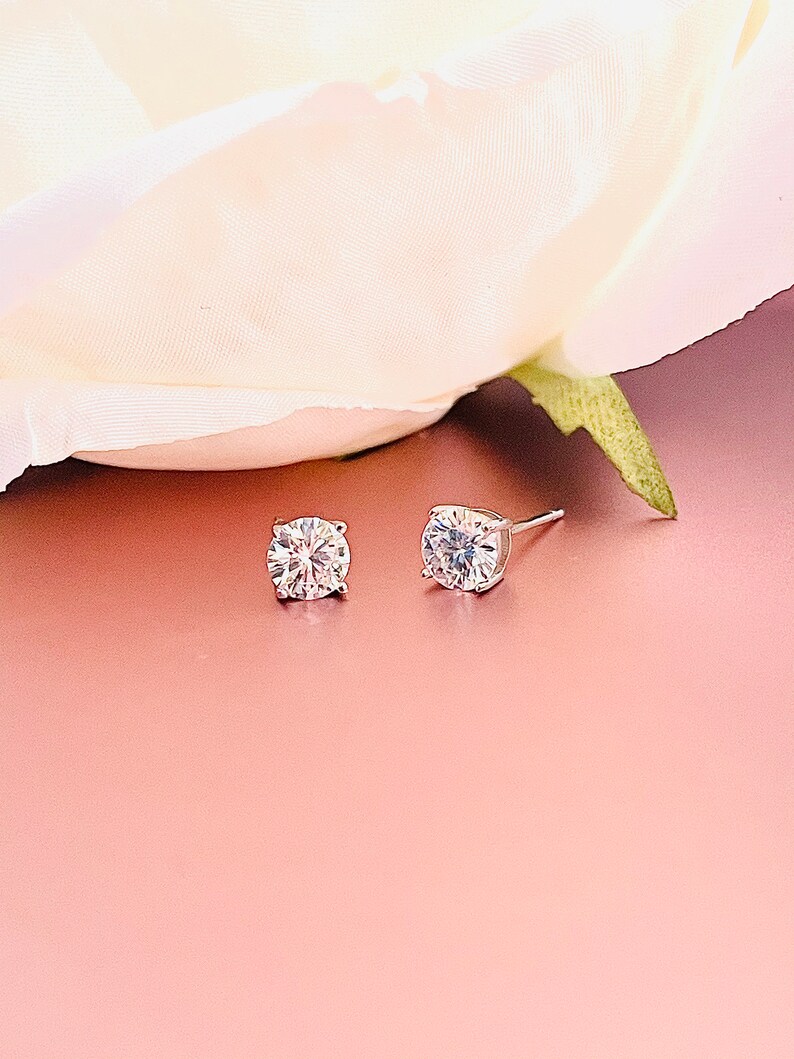 Adored 1 Carat Moissanite Rhodium-Plated Square Stud Earrings
