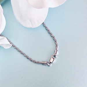 2.5mm Solid 925 Sterling Silver Italian Rope Chain, 16-18-20 Inches Silver Chain Necklace, Sterling Silver Chain Jewellery, Gift for Her-Him