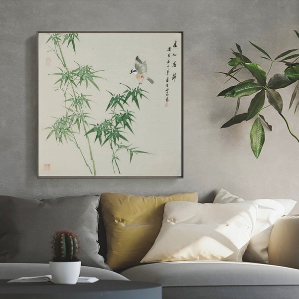 Original ink and wash bamboo painting, Hand-Painted bamboo brush painting, authentic sumi bamboo artwork, freehand style ink bamboo painting