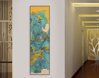 Hand-painted landscape art, Original brush painting, Authentic Chinese Shan-Shui Painting,  tea room wall décor, Feng Shui living room décor