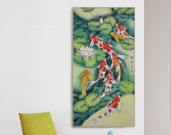 オリジナル水彩画「鯉の絵」- 禅風水インテリア - Etsy 日本
