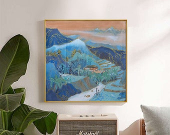Royal style Chinese fine-brush Illuminated landscape painting, Hand-painted  Chinese Illuminated brush artwork, Original Chinese painting