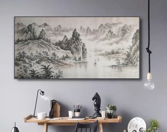 Chinese ink wash painting, Lijiang, Gui River, original ink brush painting, hand-painted, original Chinese painting, unframed authentic