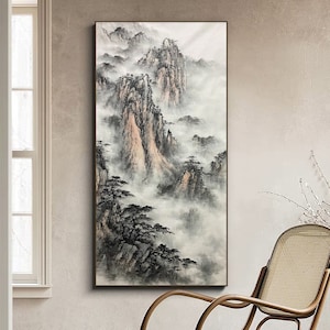 Authentic painting, Chinese ink and brush painting, Huangshan mountain, mountain landscape painting, unframed hand-painted, original work