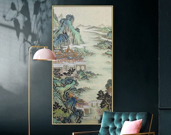 100% hand-painted Chinese wonderland Art, Original ancient painting,Asian vintage fine art,  fairyland castle art, Boutique Collection