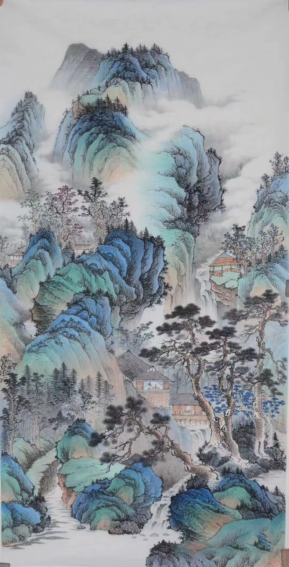 Chinese Misty Mountain Landscape Painting, Original Chinese Brush