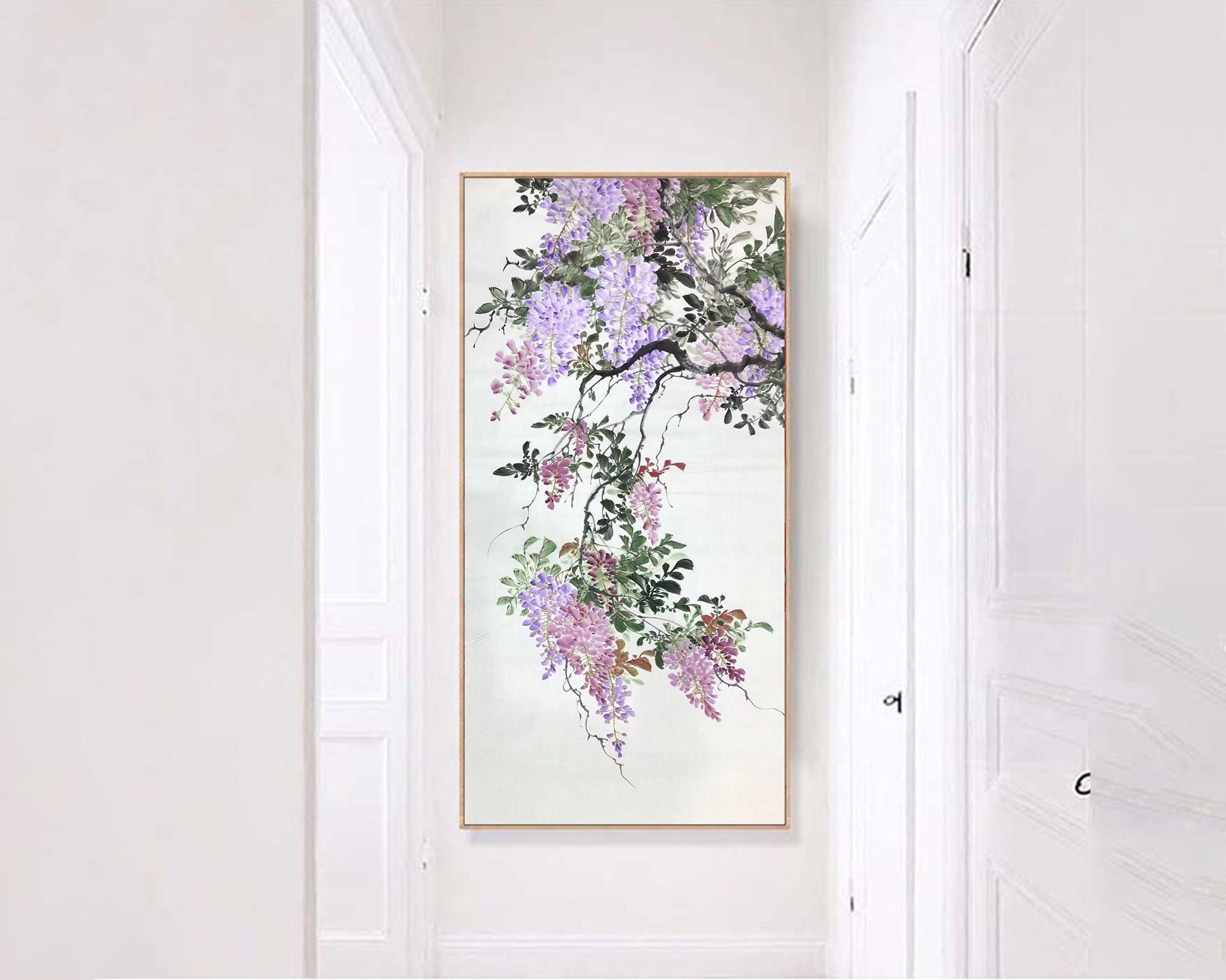 Hand-painted Purple Wisteria Blossoms, Original Wisteria Flowers