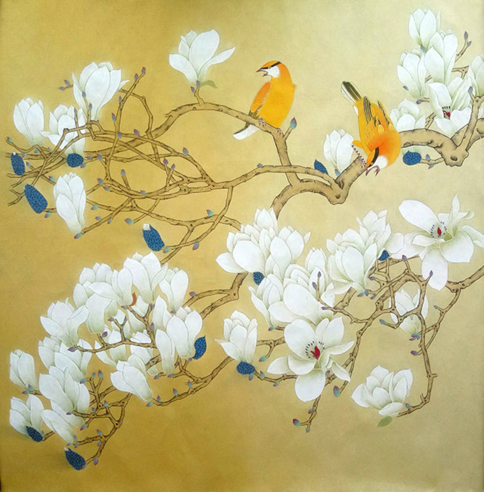 100 Handpainted Chinese Gongbi Artwork White magnolia Etsy