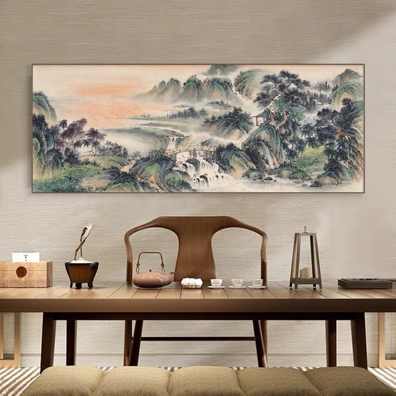 Hand-painted Antique Taste Chinese Landscape Painting, Original