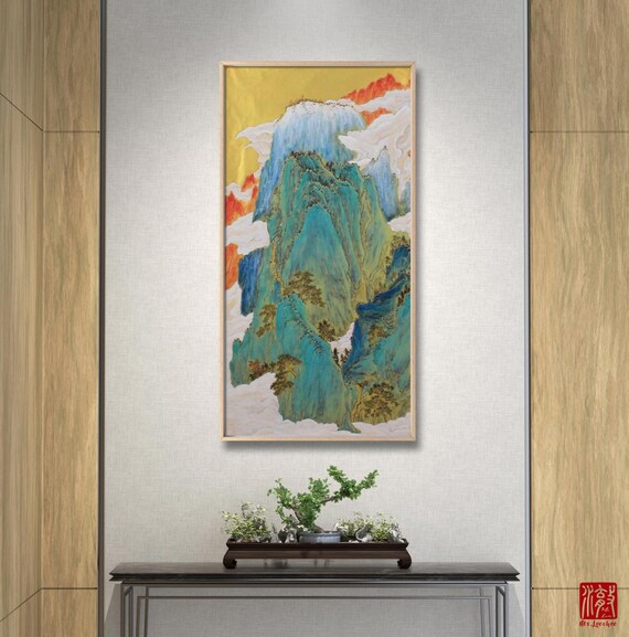 Hand-painted Jin-bi Shan Shui, Rich and Vibrant Mineral Pigments